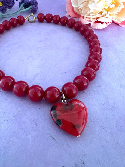 Collier coeur rouge VALENTINA - Camilmari Bijoux - 