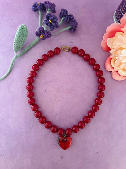 Collier coeur rouge VALENTINA - Camilmari Bijoux - 
