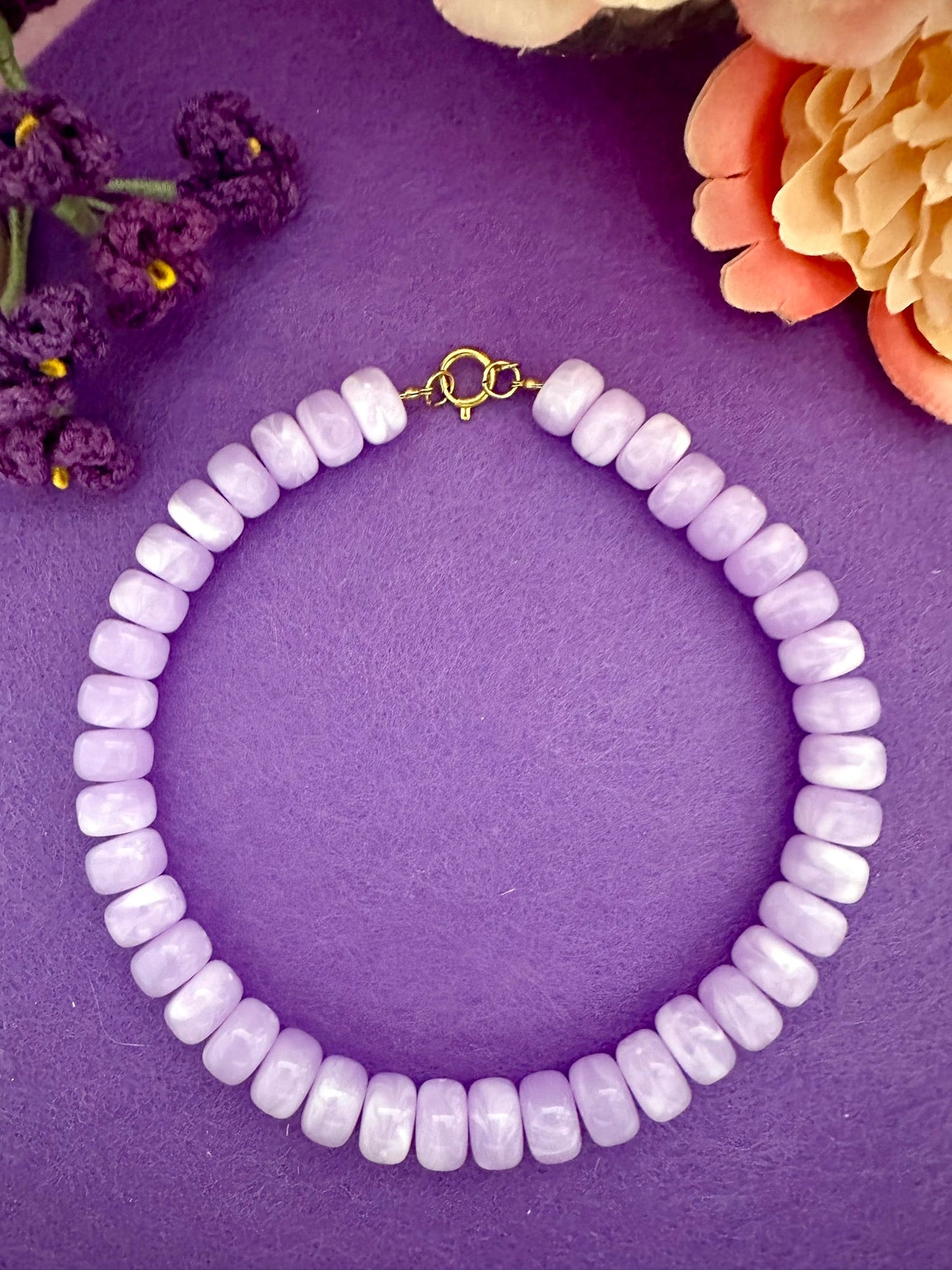 Collier coloré CLAUDIA en acrylique - Camilmari Bijoux - Lilas marbré