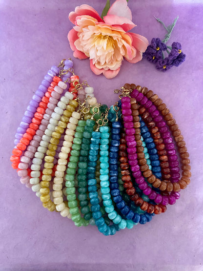 Collier coloré CLAUDIA en acrylique - Camilmari Bijoux - Brique Terracotta marbré