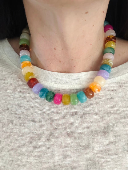 Collier coloré CLAUDIA en acrylique - Camilmari Bijoux - Orange vif