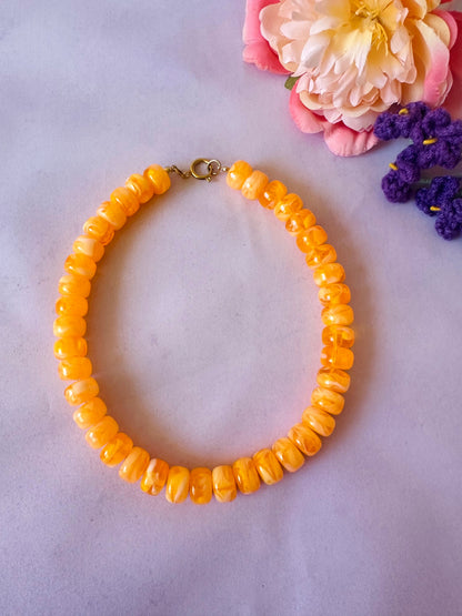 Collier coloré CLAUDIA en acrylique - Camilmari Bijoux - Orange vif