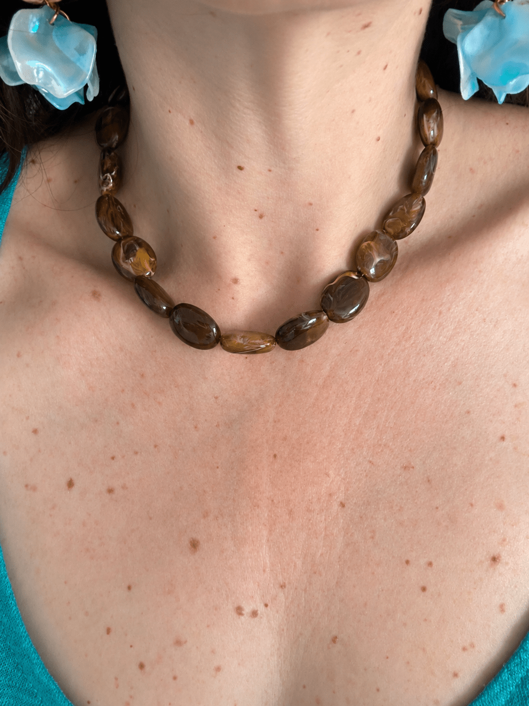 Collier coloré perles ovales OLIVIA - Camilmari Bijoux - Rouge bordeaux