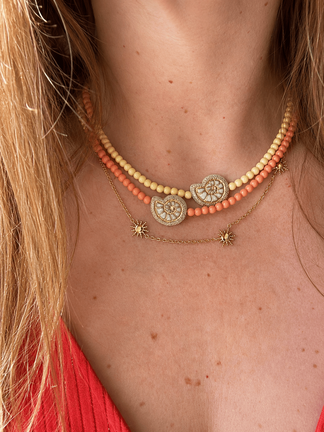 Collier coquillage femme SHELLY - Camilmari Bijoux - Jaune beurre