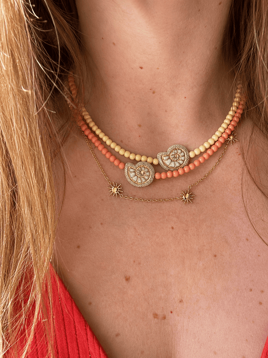 Collier coquillage femme SHELLY - Camilmari Bijoux - Jaune beurre