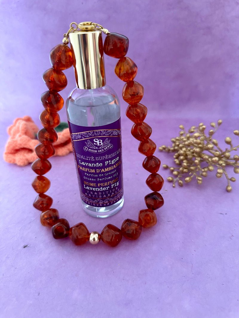 Collier de perles rouge ou brun ISALINE - Collier fait main - Camilmari Bijoux - Brun ambré