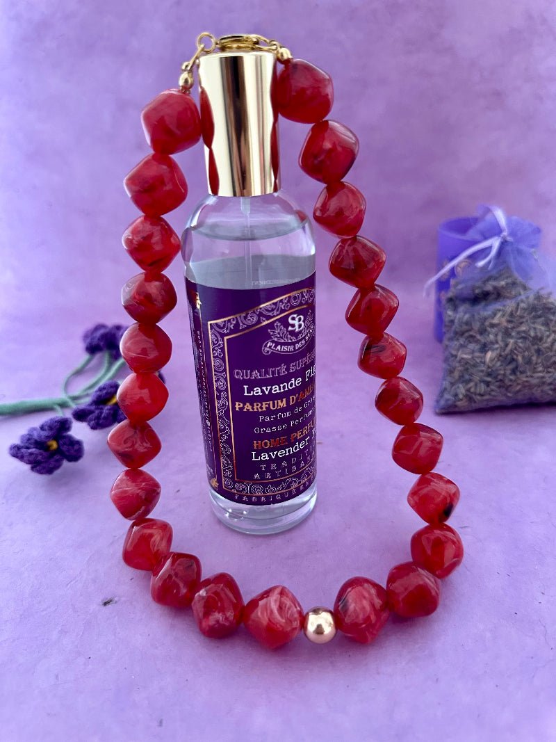 Collier de perles rouge ou brun ISALINE - Collier fait main - Camilmari Bijoux - Brun ambré