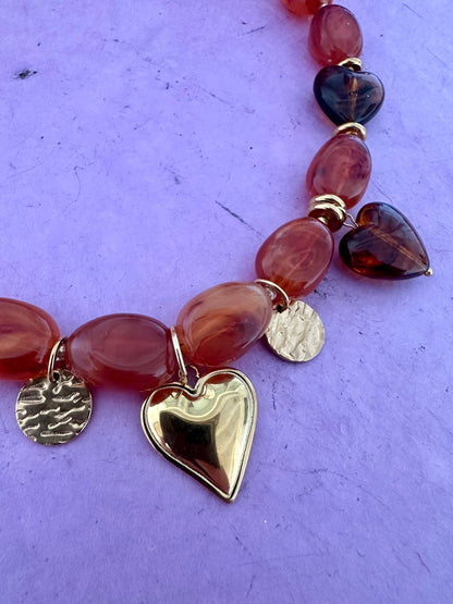 Collier ÉLINE – Collier marron à breloques et perles fait main - Camilmari Bijoux - 