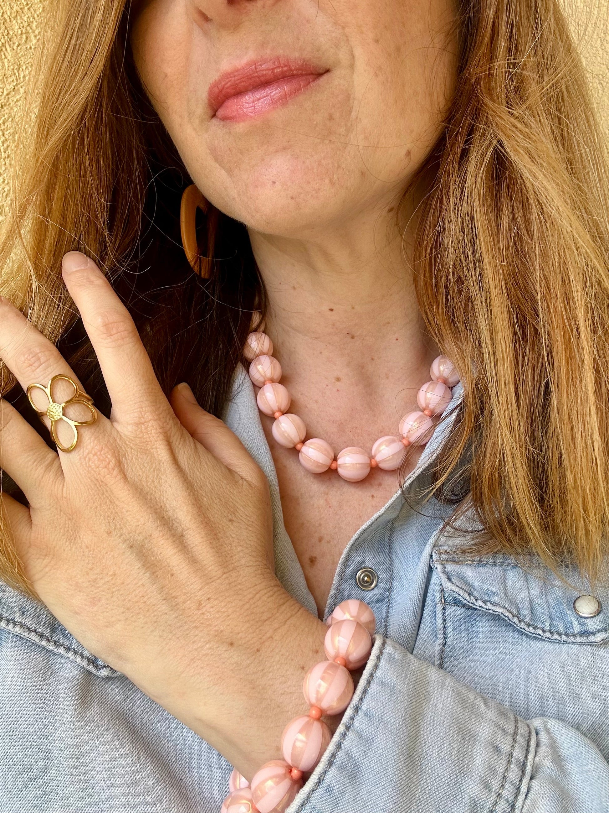 Collier en perles fantaisie BERTILLE - Camilmari Bijoux - Fermoir bouée sans chaînette d'extension