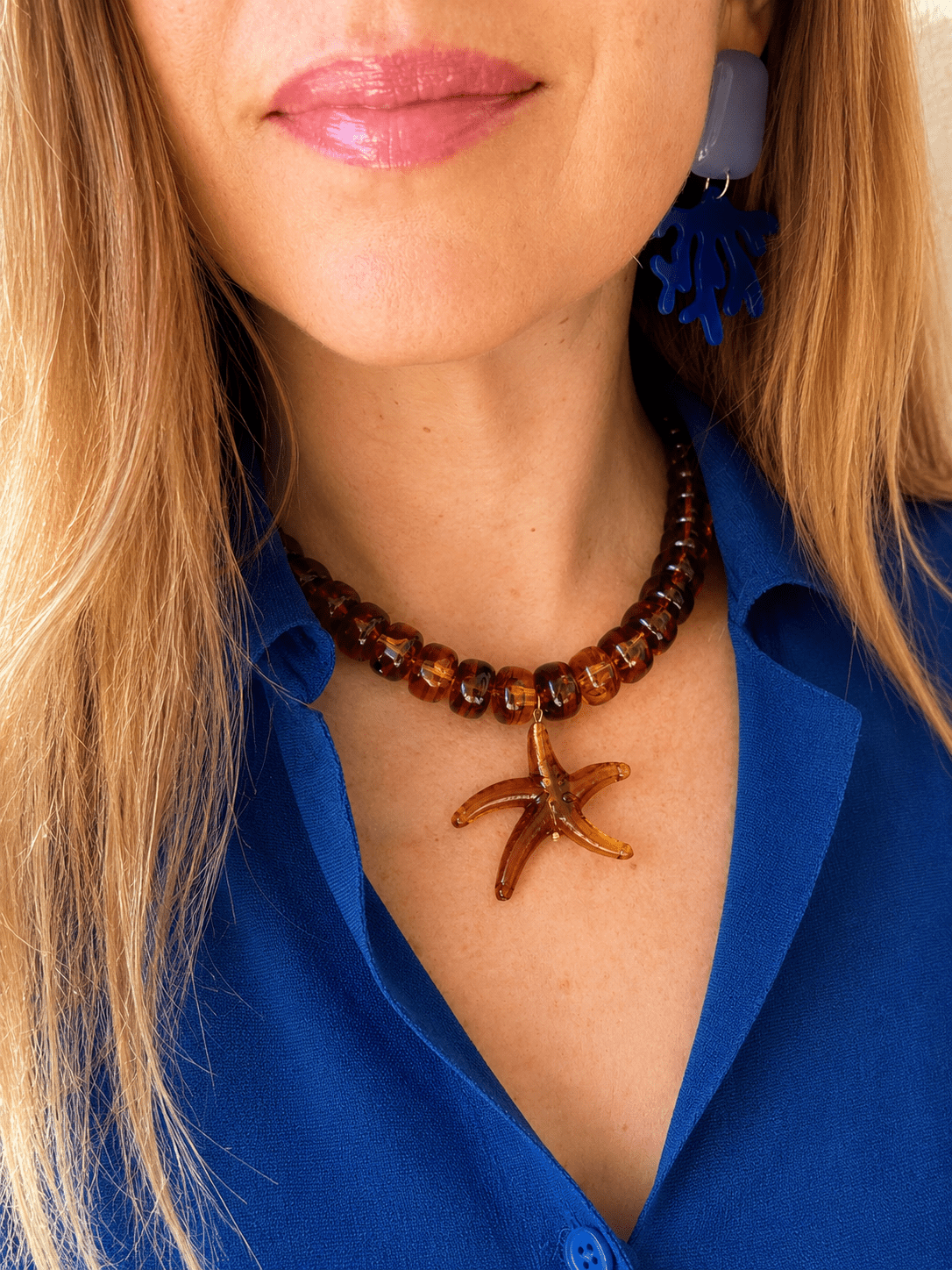 Collier étoile de mer MAHINA - Camilmari Bijoux - Brun ambré
