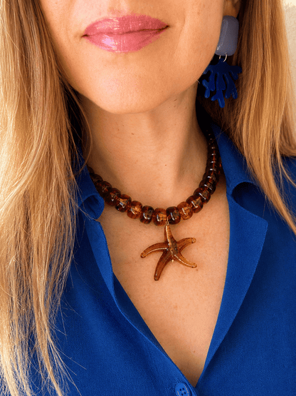 Collier étoile de mer MAHINA - Camilmari Bijoux - Brun ambré
