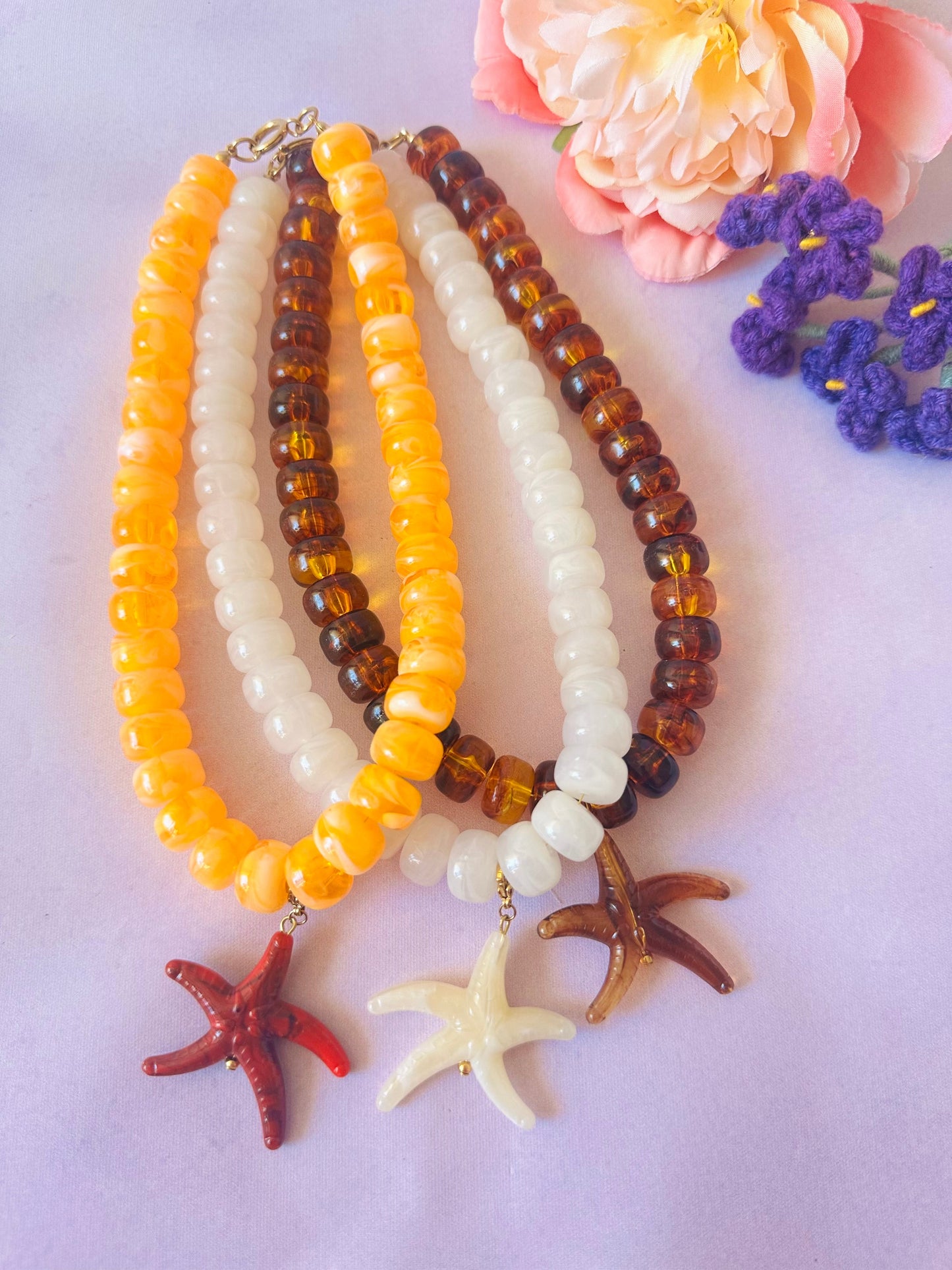 Collier étoile de mer MAHINA - Camilmari Bijoux - Brun ambré