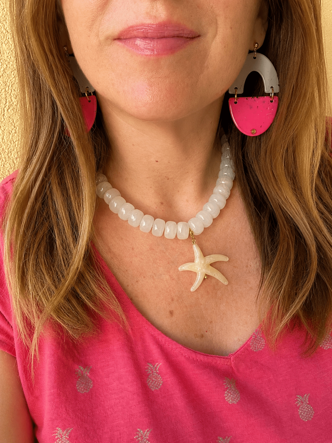 Collier étoile de mer MAHINA - Camilmari Bijoux - Ecru & beige