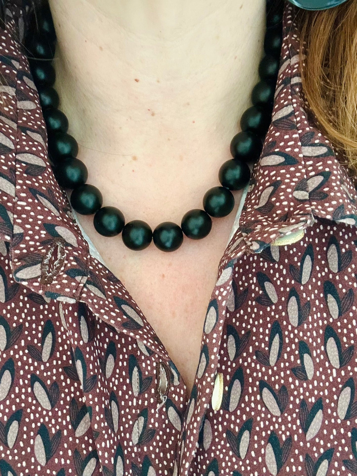 Collier fantaisie AMARA – Collier noir de perles fait main - Camilmari Bijoux - 