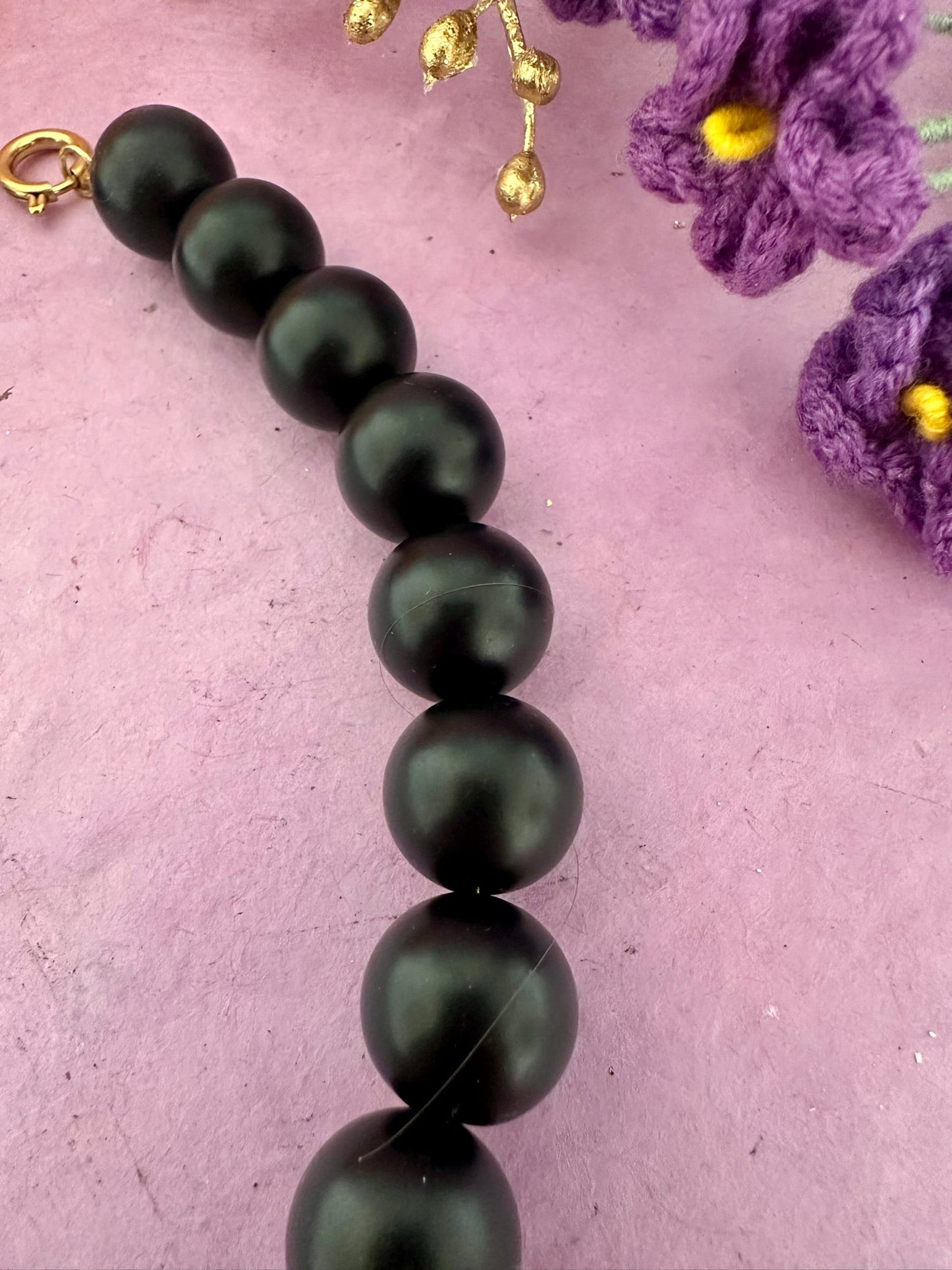 Collier fantaisie AMARA – Collier noir de perles fait main - Camilmari Bijoux - 