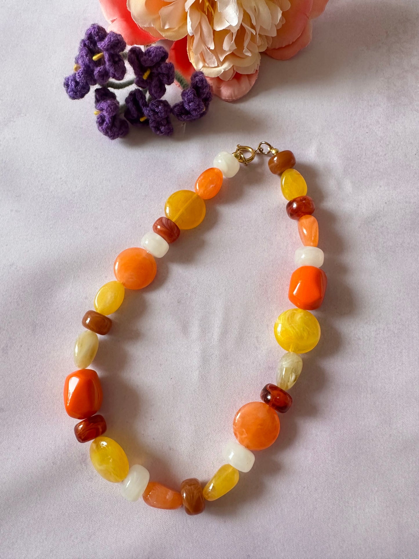 Collier fantaisie orange PAPAYA - Camilmari Bijoux - 