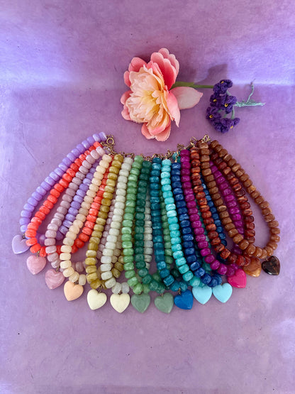 Collier gros coeur CLAUDIE - Camilmari Bijoux - Lilas marbré