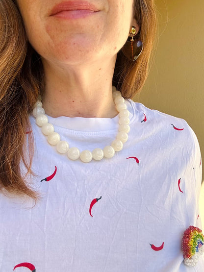 Collier grosses perles blanches BUBBLE - Camilmari Bijoux - Blanc cassé