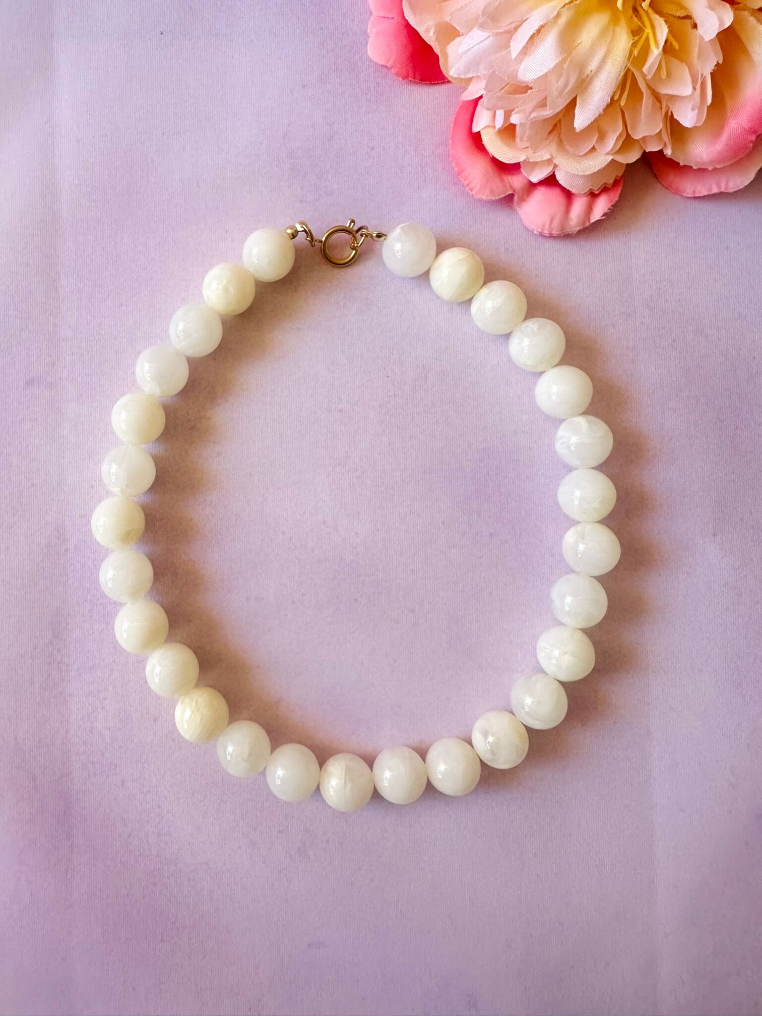 Collier grosses perles blanches BUBBLE - Camilmari Bijoux - Blanc cassé