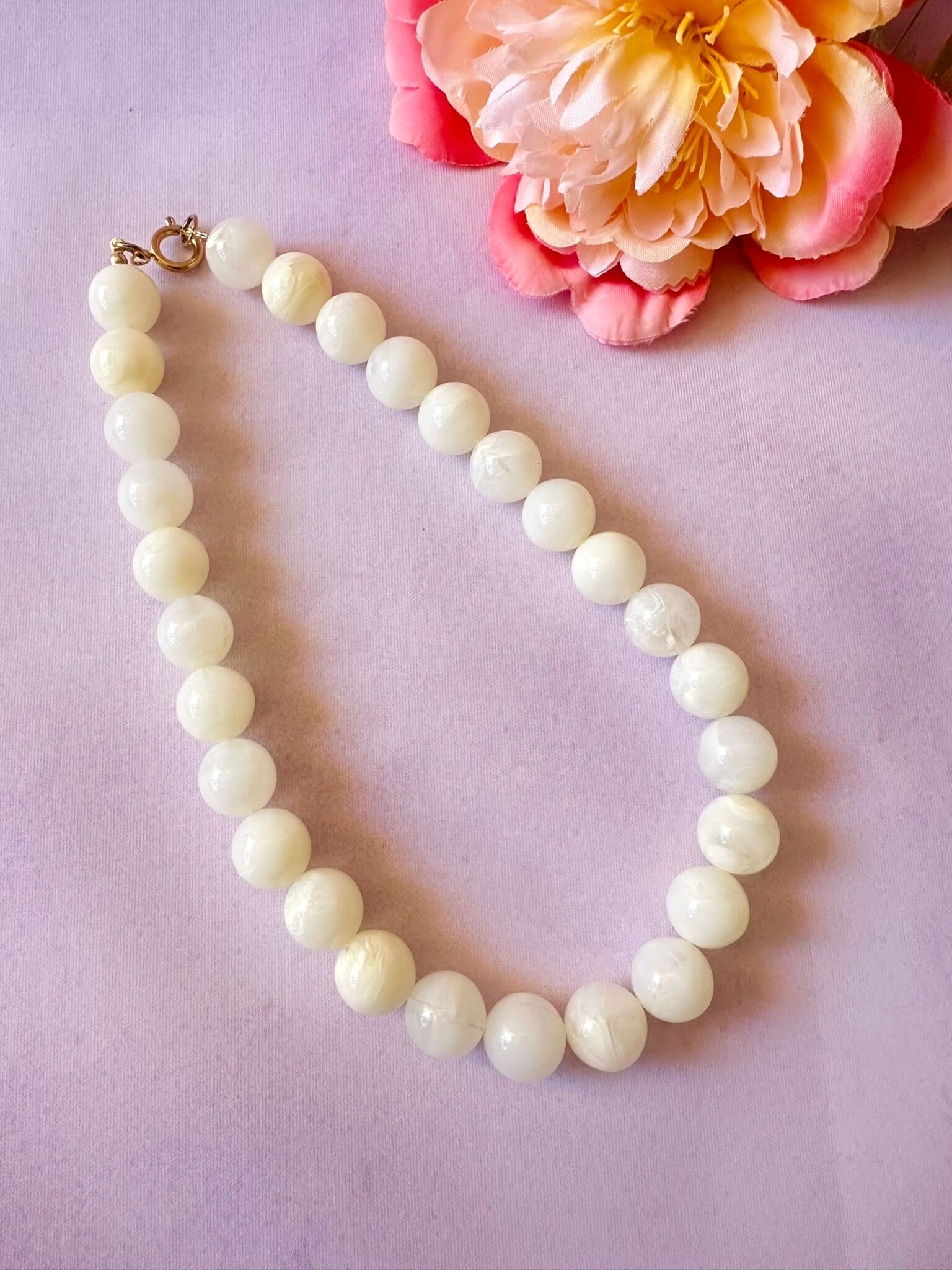 Collier grosses perles blanches BUBBLE - Camilmari Bijoux - Blanc cassé