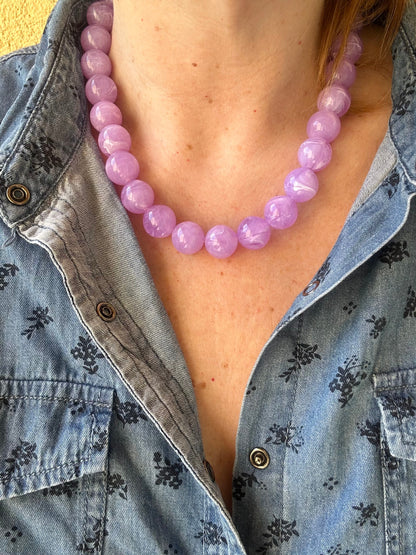 Collier grosses perles blanches BUBBLE - Camilmari Bijoux - Lilas