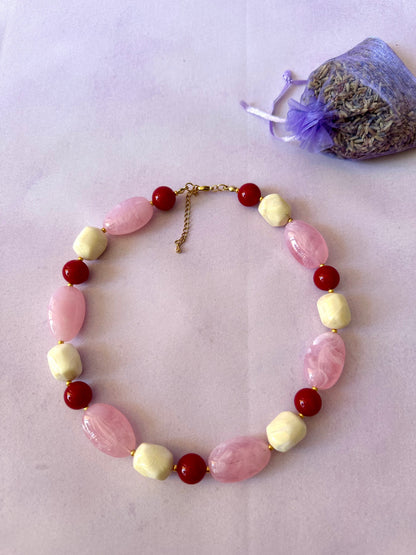 Collier grosses perles colorées CERISE - Camilmari Bijoux - 