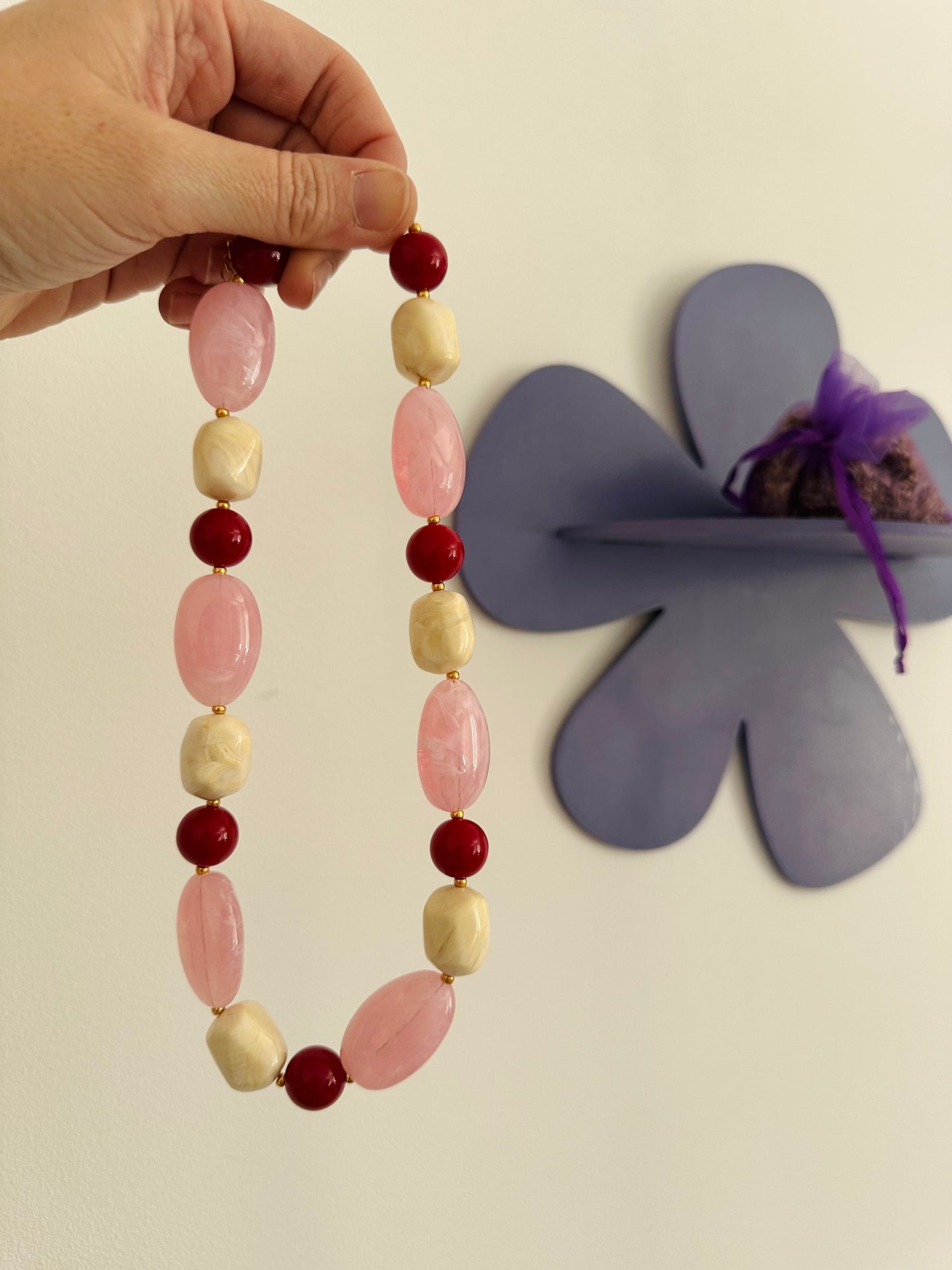 Collier grosses perles colorées CERISE - Camilmari Bijoux - 