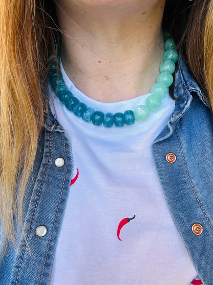 Collier grosses perles fantaisie PALOMA - Camilmari Bijoux - Bleu - vert turquoise