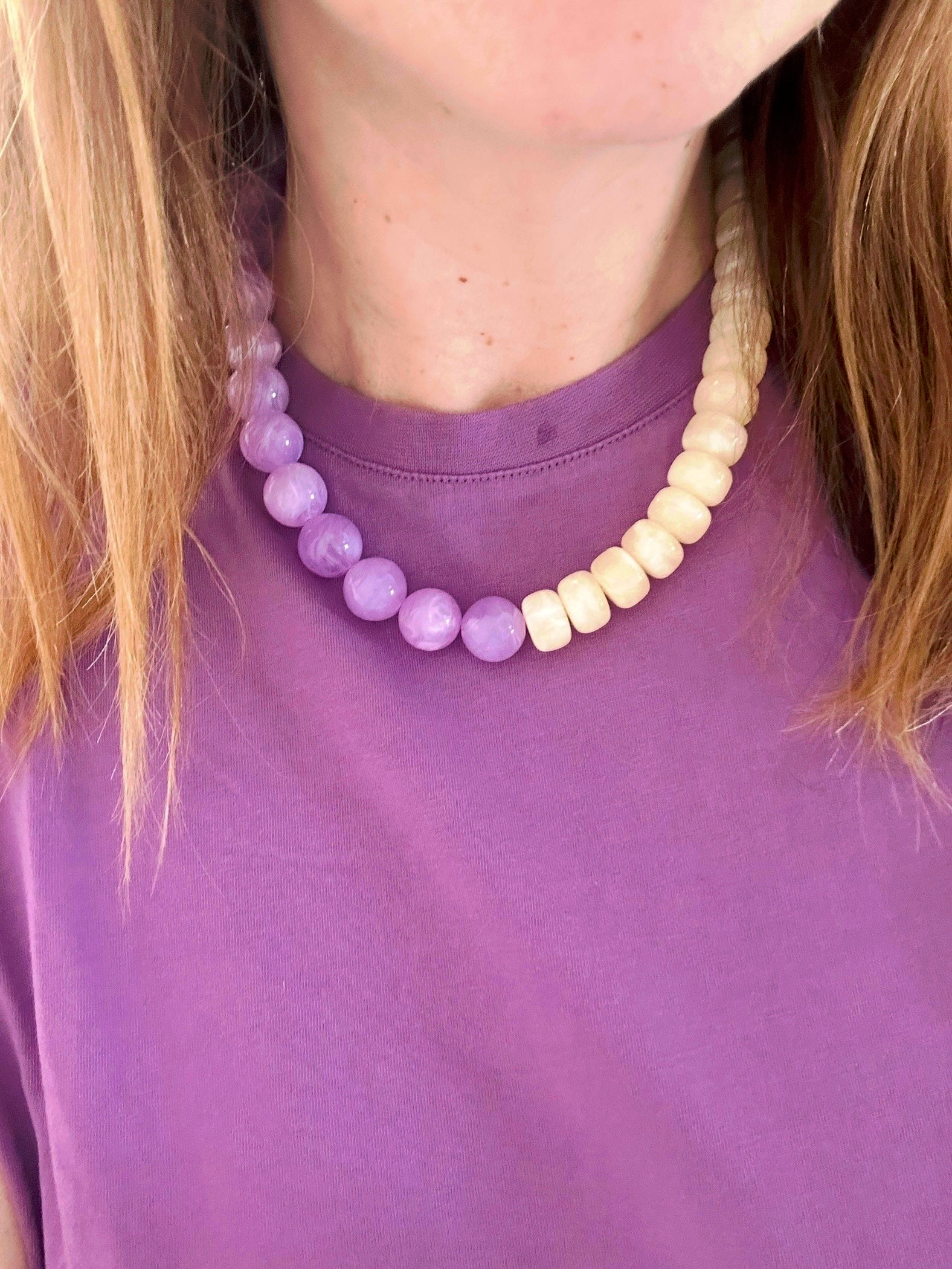 Collier grosses perles fantaisie PALOMA - Camilmari Bijoux - Lilas - pêche