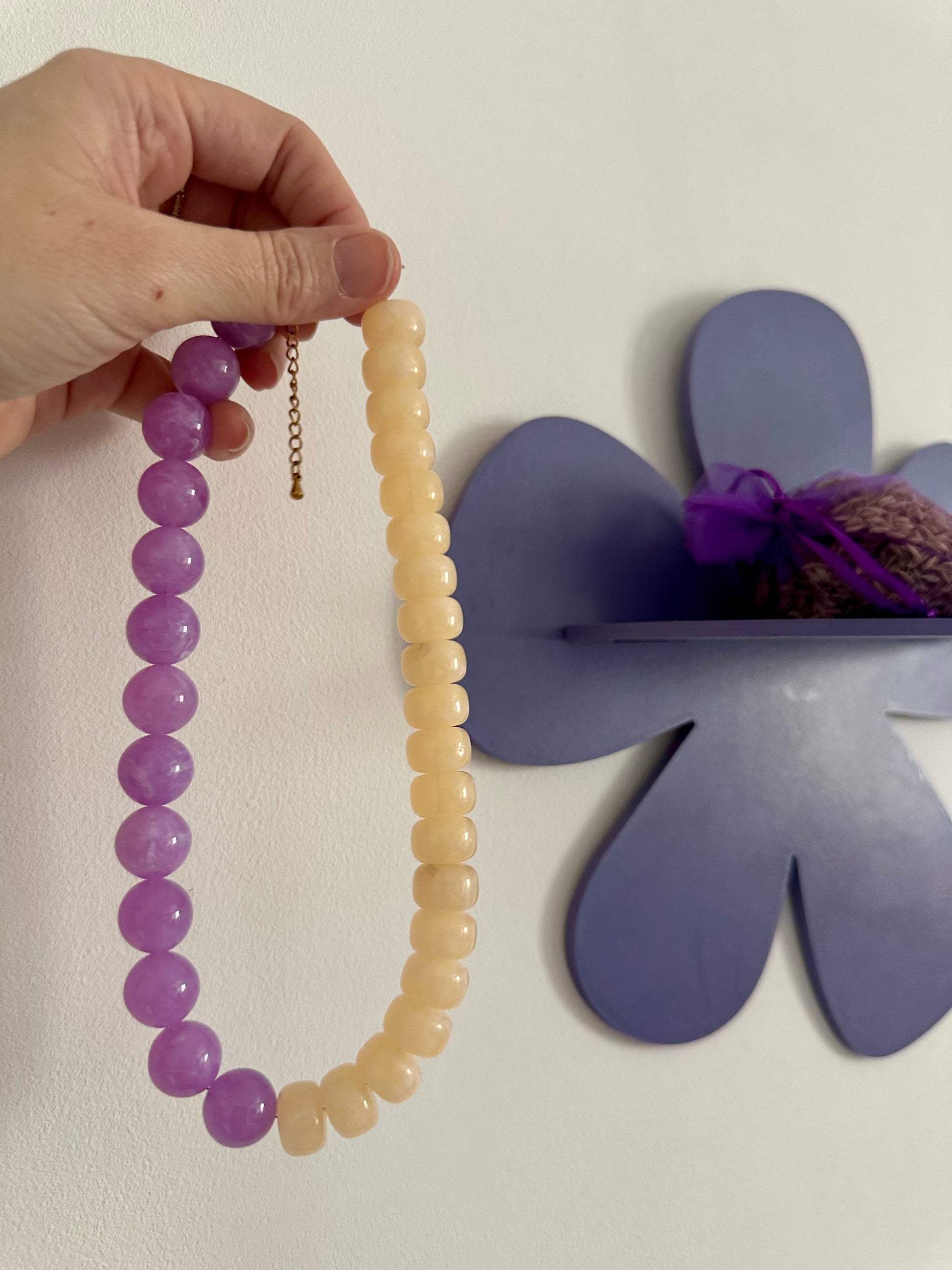Collier grosses perles fantaisie PALOMA - Camilmari Bijoux - Lilas - pêche
