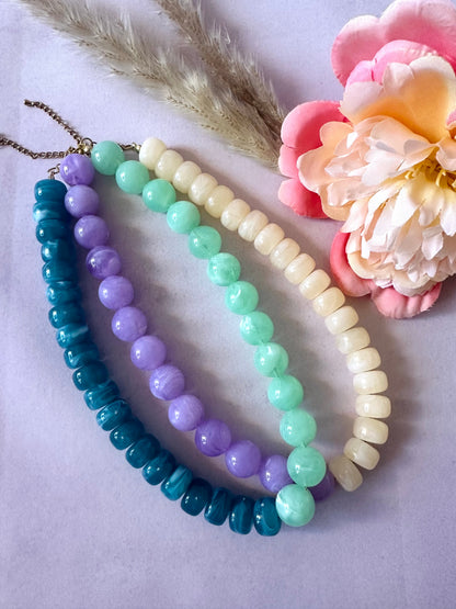 Collier grosses perles fantaisie PALOMA - Camilmari Bijoux - Lilas - pêche