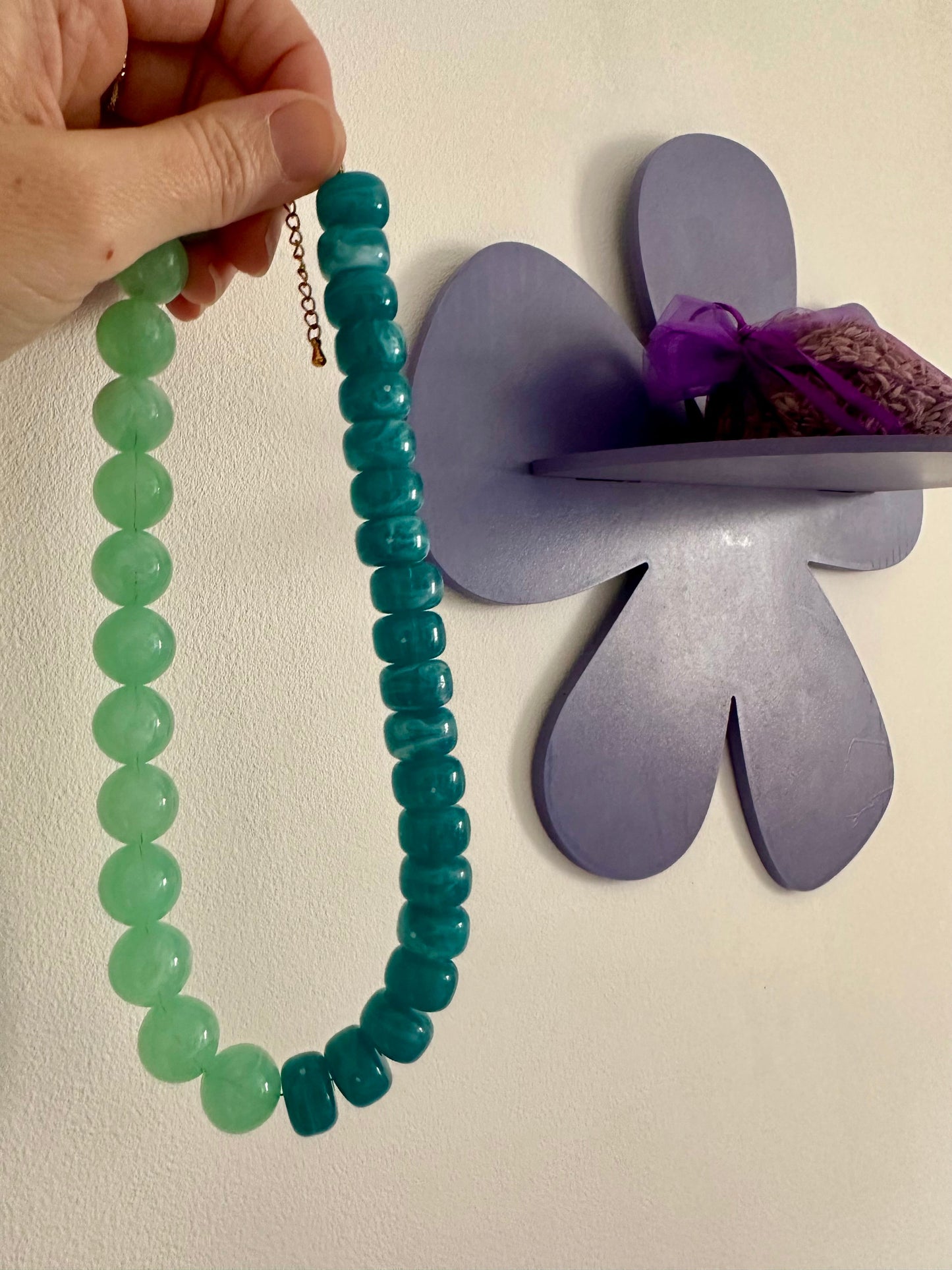 Collier grosses perles fantaisie PALOMA - Camilmari Bijoux - Lilas - pêche