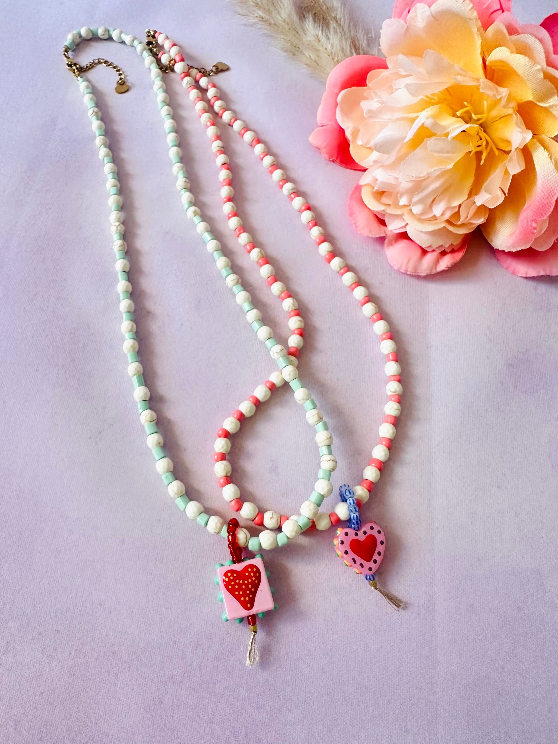 Collier long fantaisie TALIA - Camilmari Bijoux - Corail
