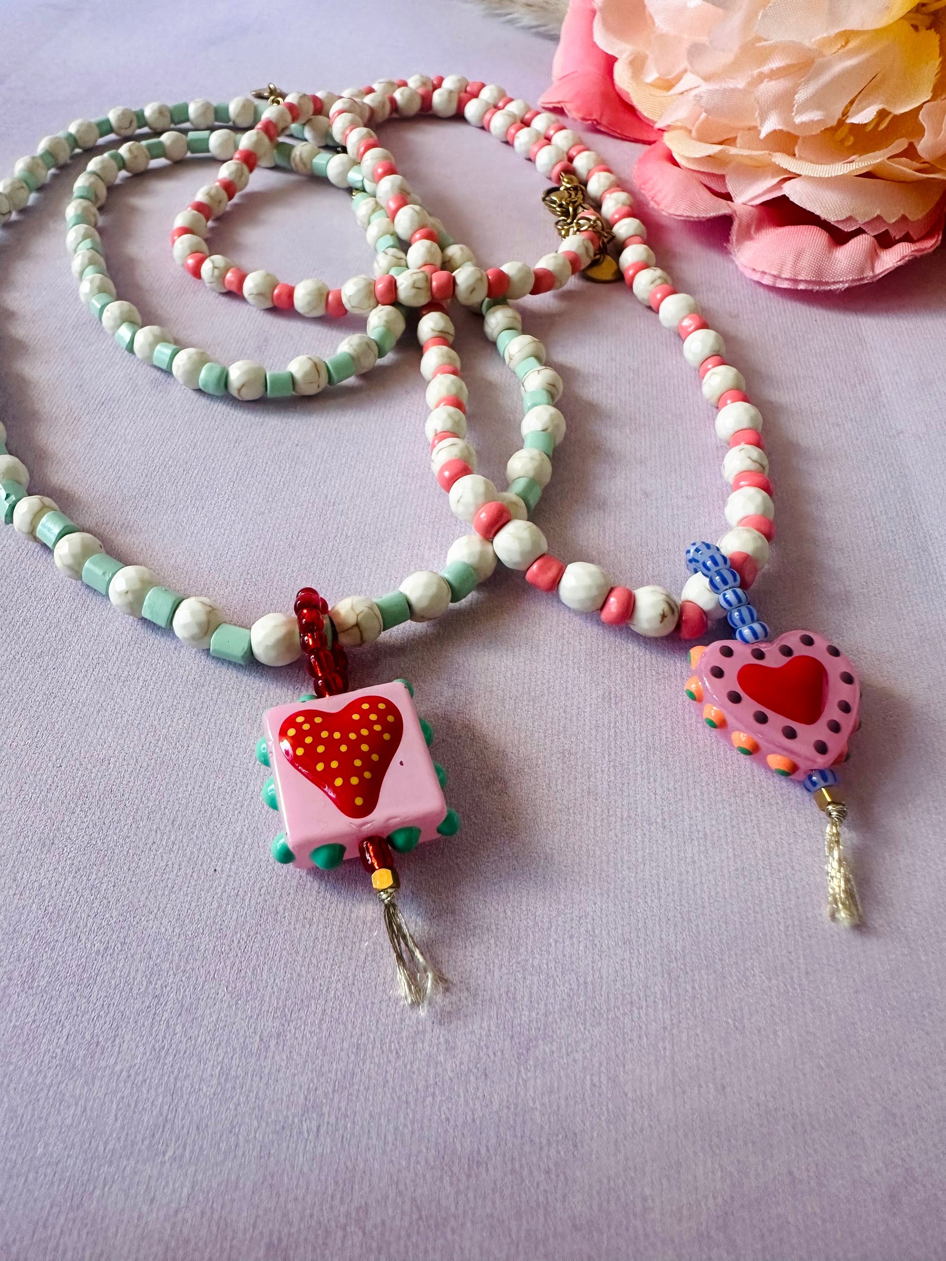 Collier long fantaisie TALIA - Camilmari Bijoux - Corail
