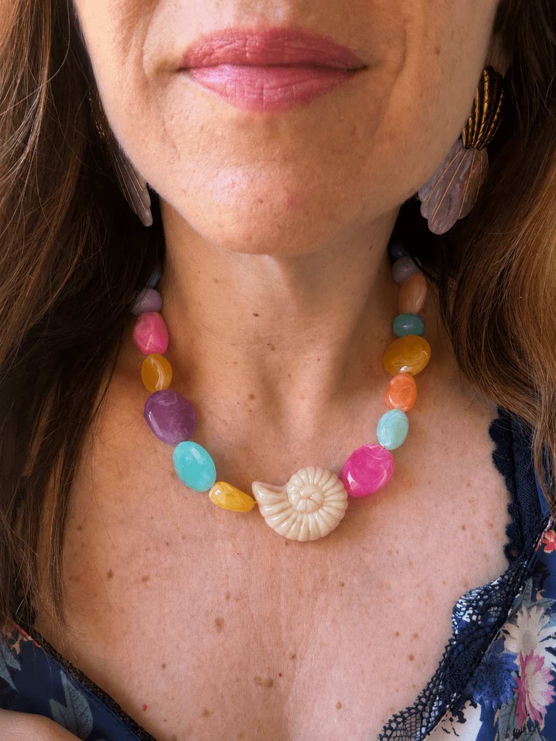 Collier multicolore EMILIE - Camilmari Bijoux - Beige marbré