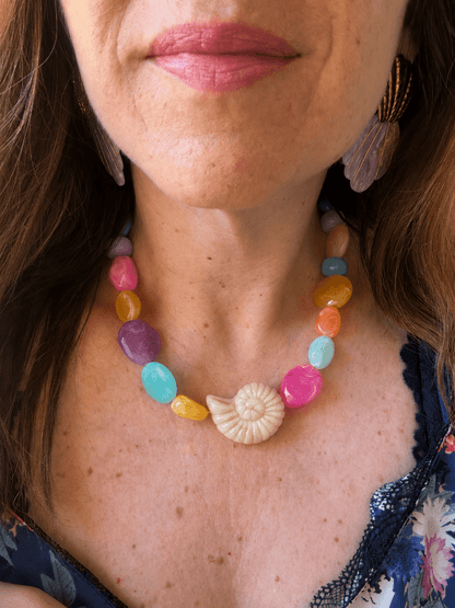 Collier multicolore EMILIE - Camilmari Bijoux - Beige marbré