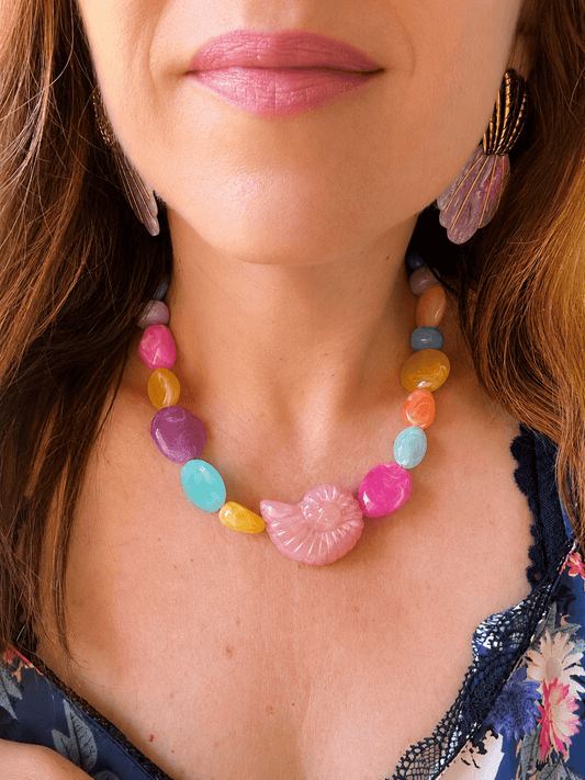 Collier multicolore EMILIE - Camilmari Bijoux - Fermoir bouée sans chaînette