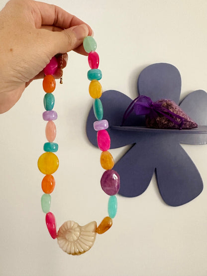 Collier multicolore EMILIE - Camilmari Bijoux - Rose pêche marbré
