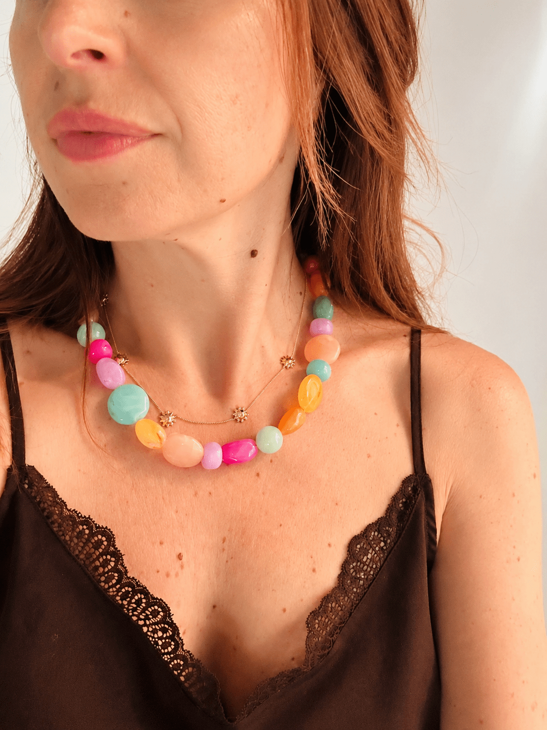 Collier multicolore fantaisie MARINE - Camilmari Bijoux - Fermoir bouée sans chaînette