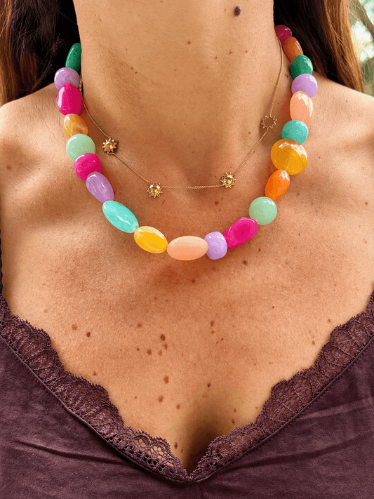 Collier multicolore fantaisie MARINE - Camilmari Bijoux - Fermoir bouée sans chaînette