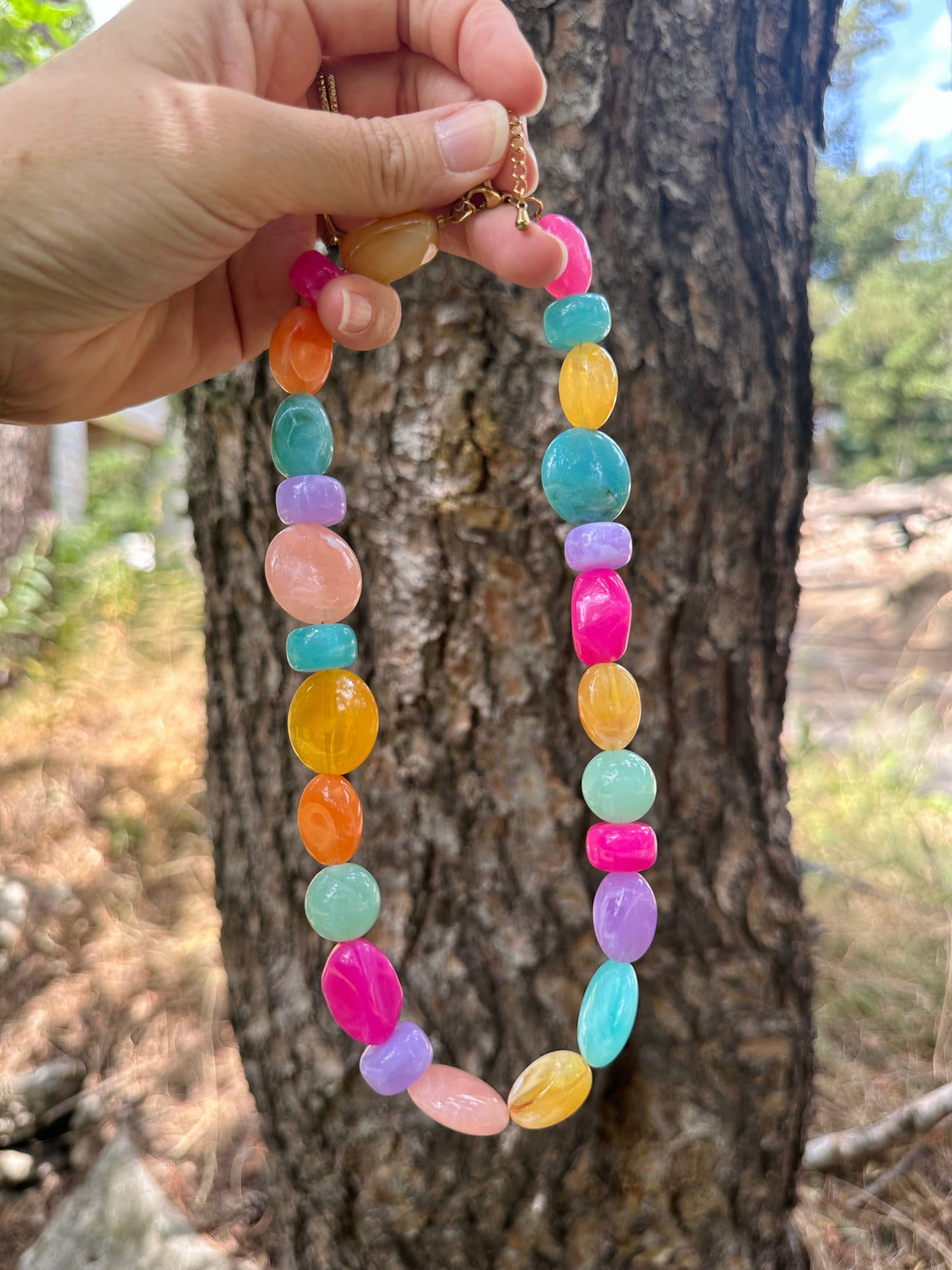Collier multicolore fantaisie MARINE - Camilmari Bijoux - Fermoir bouée sans chaînette