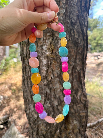 Collier multicolore fantaisie MARINE - Camilmari Bijoux - Fermoir bouée sans chaînette