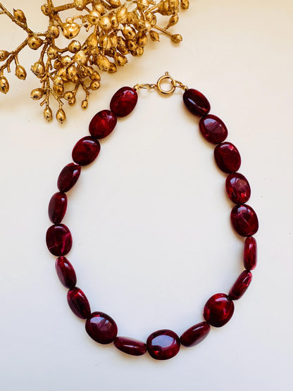 Collier OLIVIA – Collier de perles ovales colorées en acrylique fait main - Camilmari Bijoux - Violet aubergine