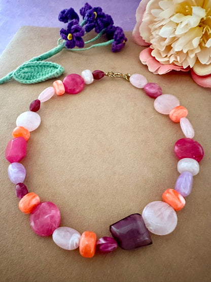 Collier perle rose LÉONIE - Camilmari Bijoux - 