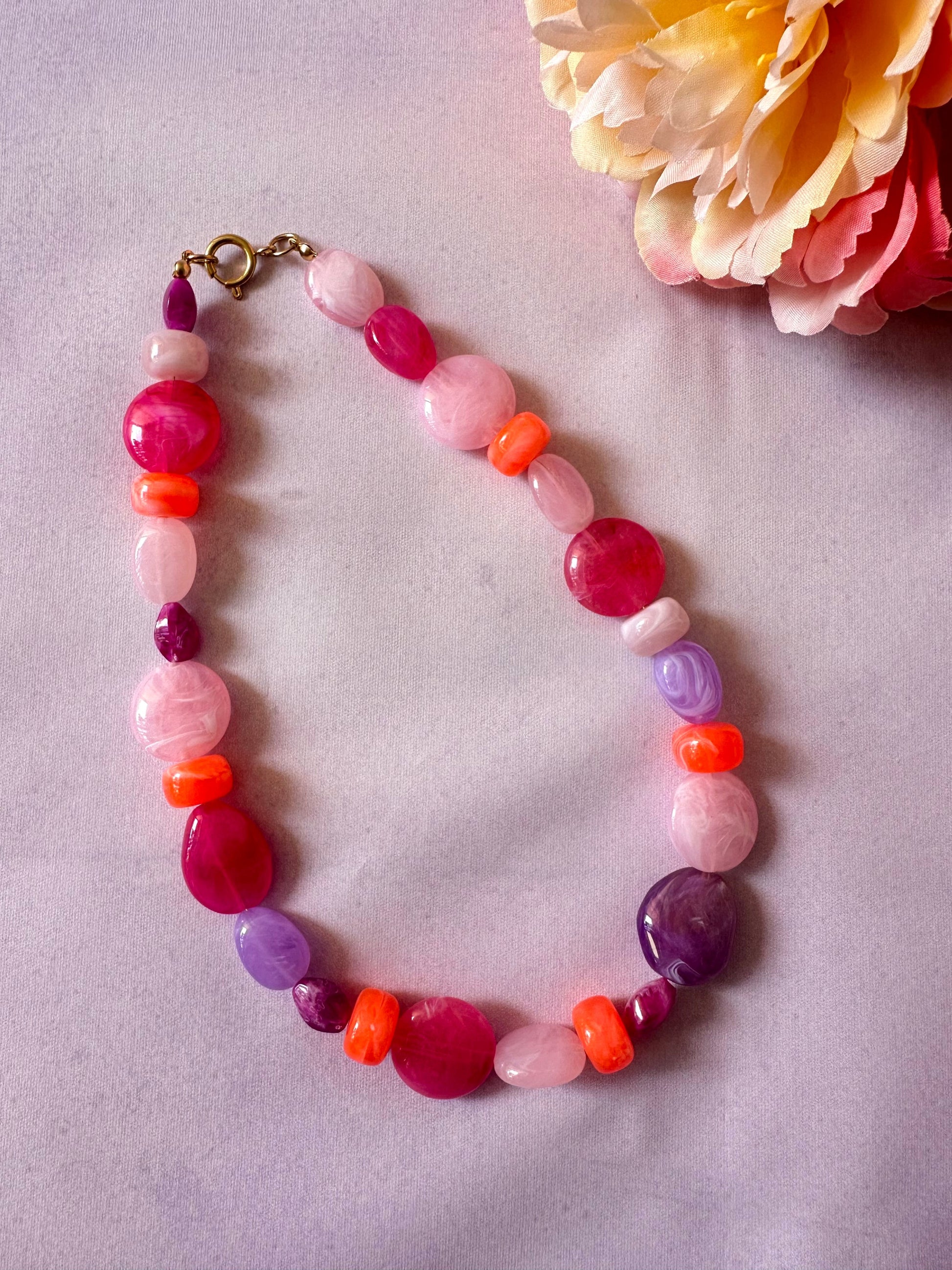 Collier perle rose LÉONIE - Camilmari Bijoux - 