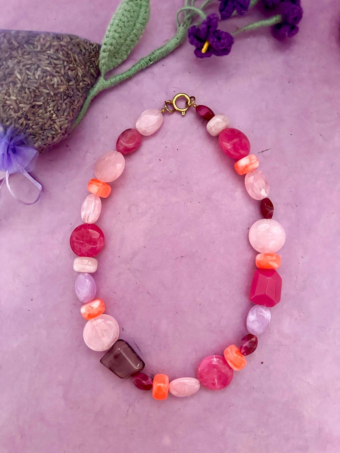 Collier perle rose LÉONIE - Camilmari Bijoux - 