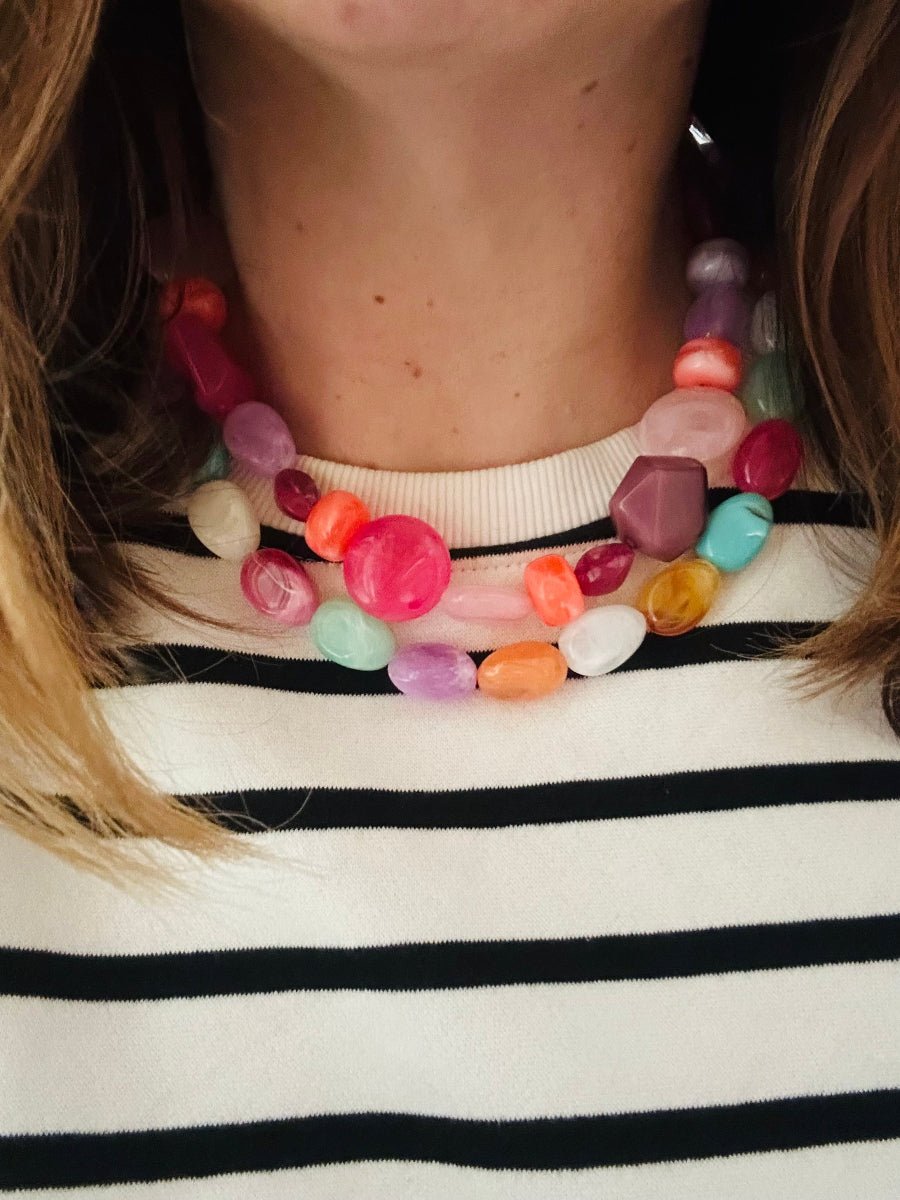 Collier perle rose LÉONIE - Camilmari Bijoux - 