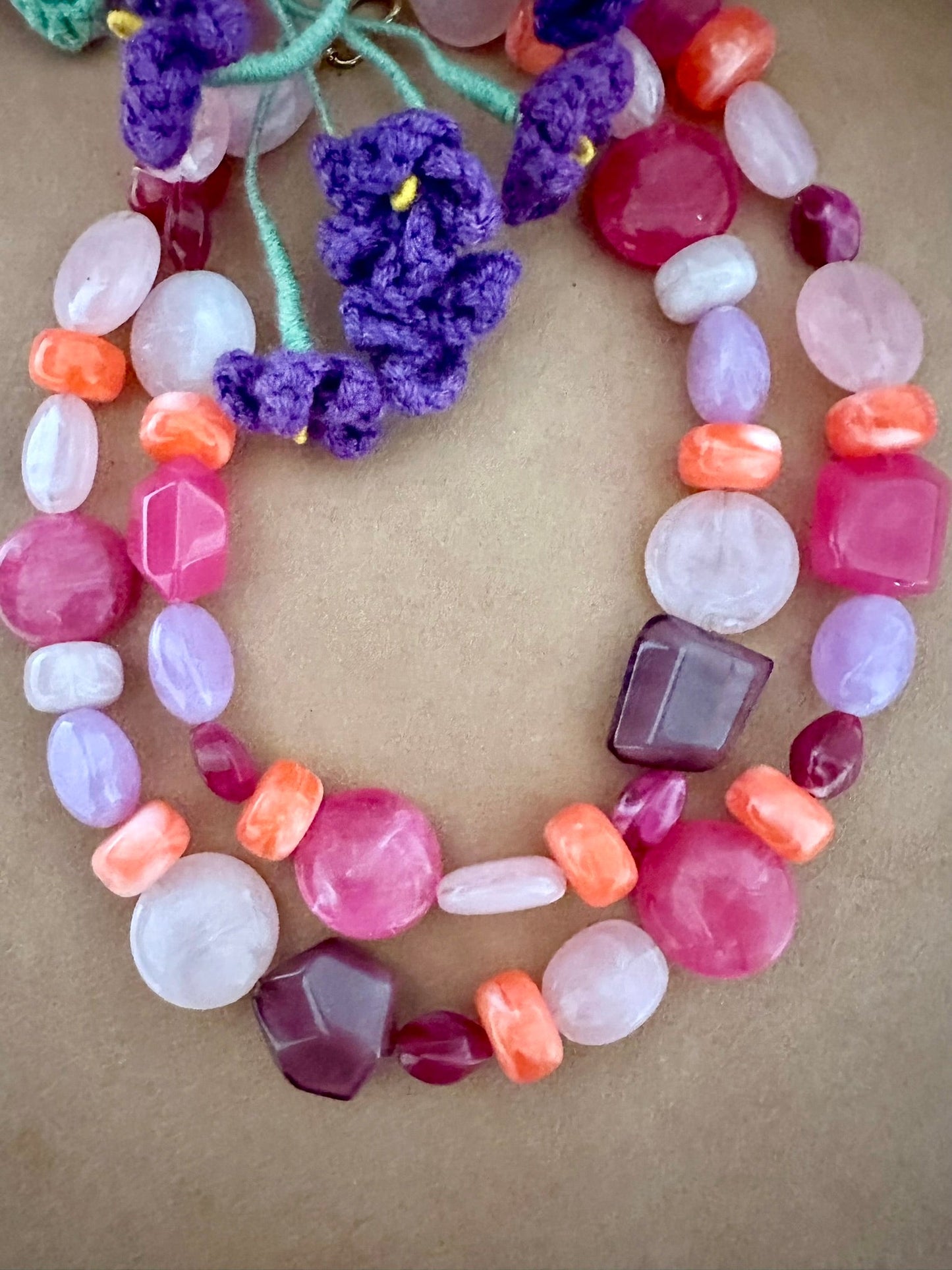 Collier perle rose LÉONIE - Camilmari Bijoux - 