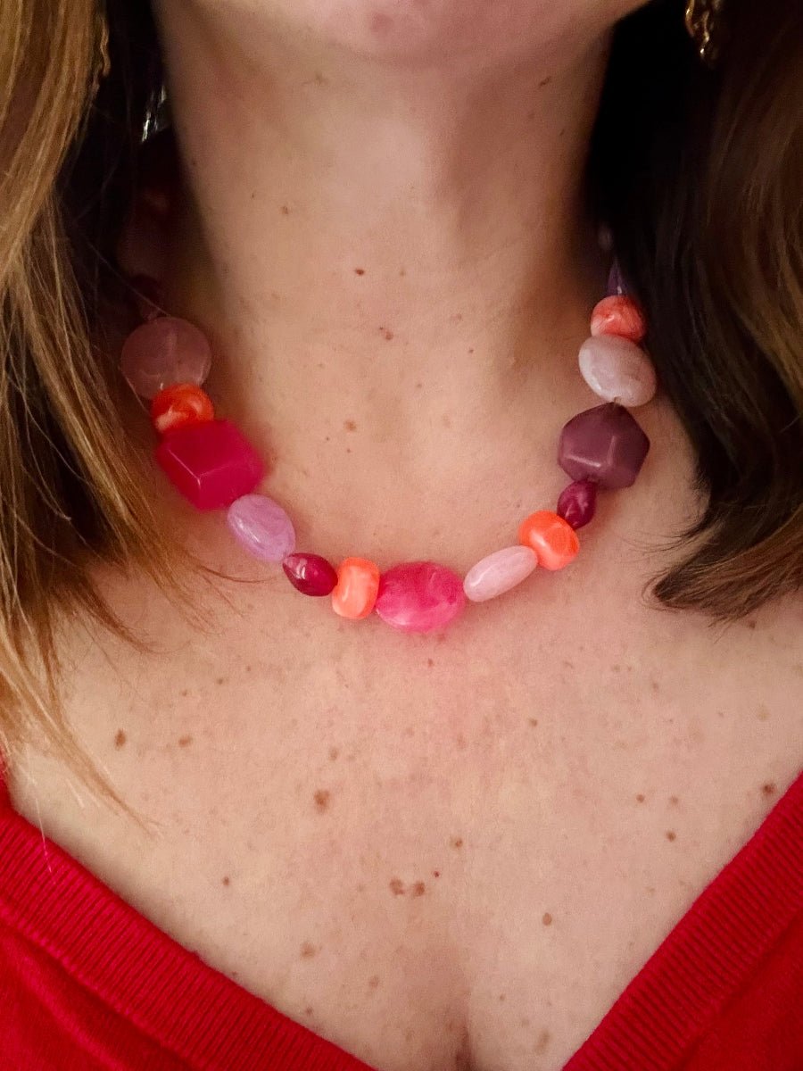 Collier perle rose LÉONIE - Camilmari Bijoux - 