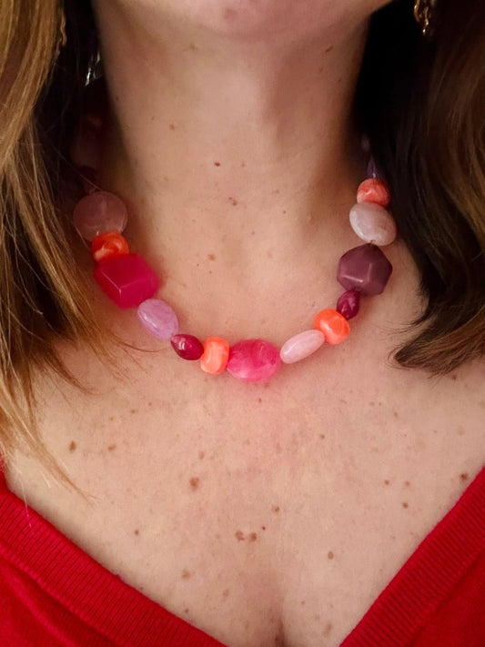 Collier perle rose LÉONIE - Camilmari Bijoux - 